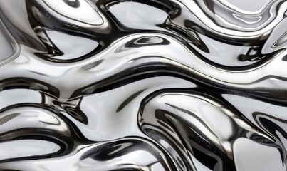 Aufkleber - Rippling liquid metal texture abstract reflective metallic surface