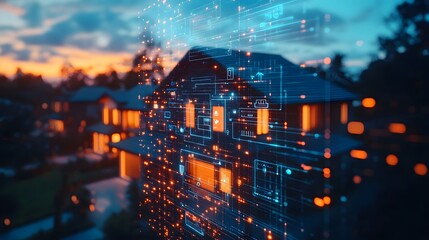 Poster - A futuristic smart home concept showcasing automated technology and network integration.