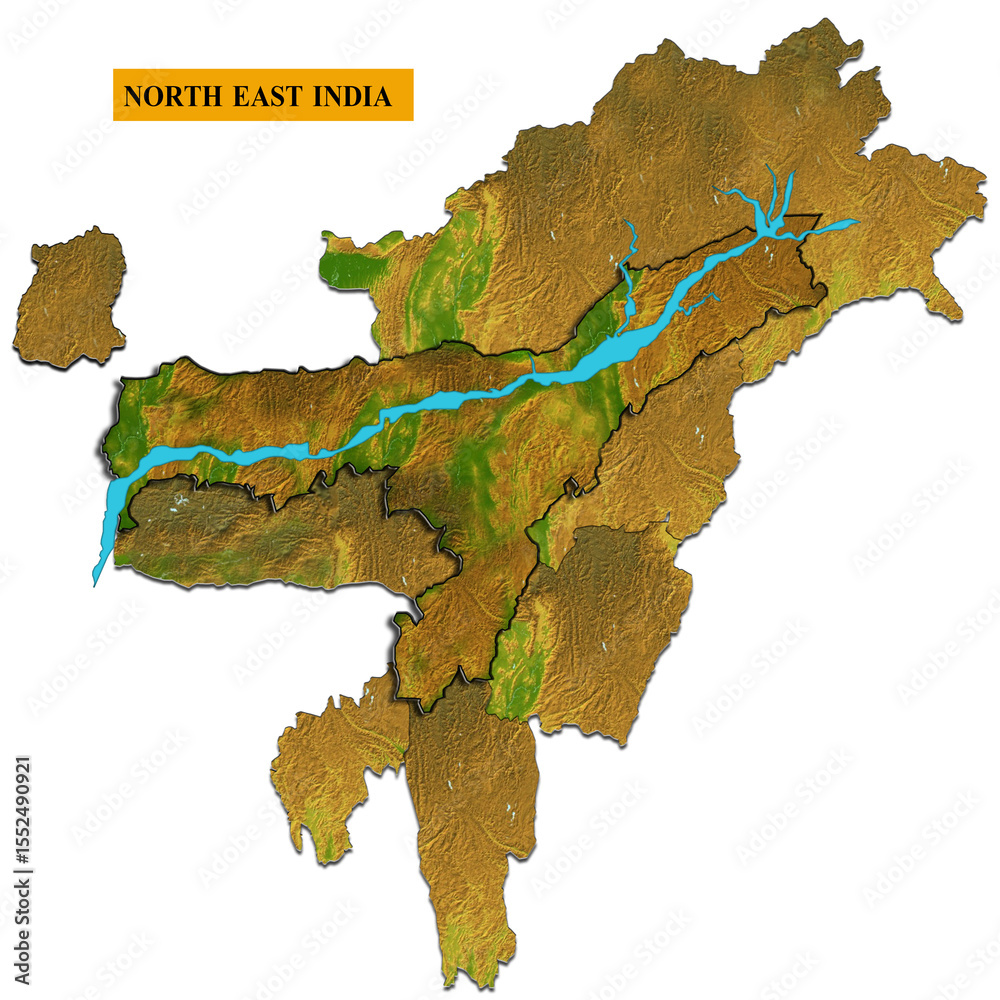 Map of North East India with all the seven states including Sikkim with ...