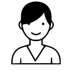 Poster - Simple Line Art Person Smiling Avatar Icon Graphic Illustration