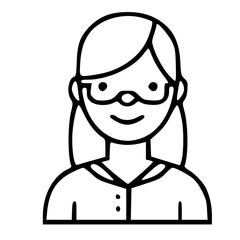 Poster - Minimalist Outline Woman with Glasses Avatar Profile Icon Illustration