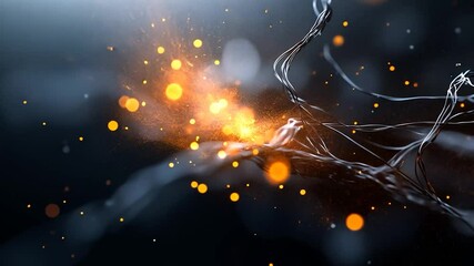 Aufkleber - Abstract Composition of Glowing Light Particles Forming Dynamic Visuals on Dark Background