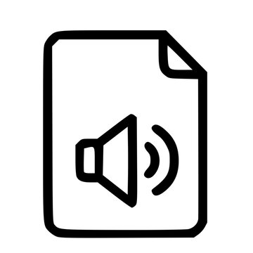 Outline Simple Style Audio File with Speaker Icon Document