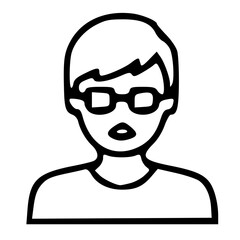 Poster - Simple Outline Boy with Glasses Avatar User Interface Icon
