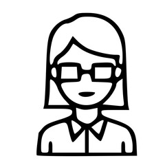 Poster - Simple Outline Style Woman Face with Glasses Business Icon