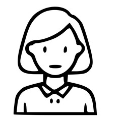 Poster - Simple Outline Avatar Woman with Short Hair and Collar Illustration