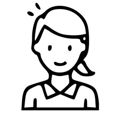Poster - Handdrawn Cute Woman Avatar Doodle Icon Design Simple Line Art