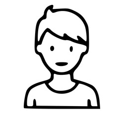 Poster - Simple Outline Human Boy Face Avatar Illustration Icon Design