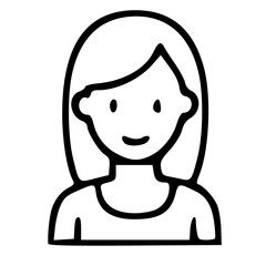 Poster - Simple Outline Handdrawn Female Avatar Icon User Profile Symbol