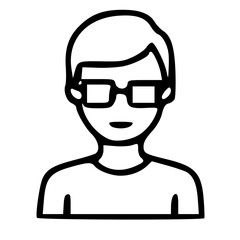 Poster - Outline Simple Man with Glasses Character Avatar Profile Illustration