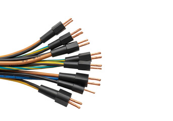 Isolated Bunch of Electrical Wires Cables Copper Connection Transparent Background