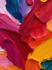 Poster - Vibrant Abstract Color Palette with Bold Brushstrokes Creating a Dynamic Artistic Composition