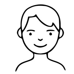 Poster - Simple Handdrawn Male Avatar Portrait with Smiling Face Illustration