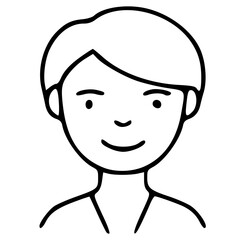 Poster - Simple Handdrawn Smiling Face Profile Avatar Person Head Illustration