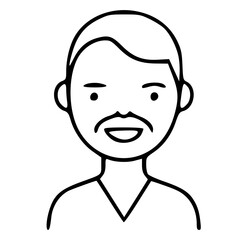Poster - Simple Outline Face with Mustache Man Portrait Illustration Design