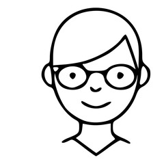 Poster - Simple Line Art Person with Glasses Avatar Icon Illustration