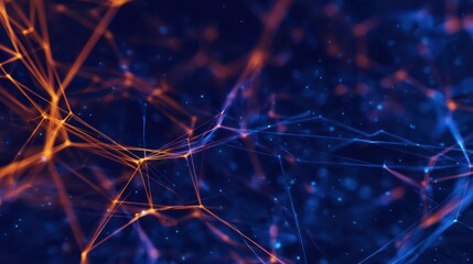 Fototapete - Abstract representation of interconnected glowing lines and nodes in a digital space