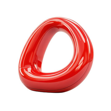 Red Torus Geometric Shape Isolated Red Polished Loop Modern Design Glossy on transparent background