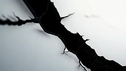Poster - Detailed Close-up of a Dark Crack on White Surface Abstract with Textural Details and Gradient Lighting