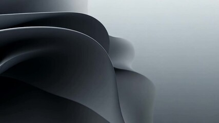 Poster - Abstract Dark Grey Layered Paper Forms Soft Shadows and Highlights with Smooth Flowing Shapes