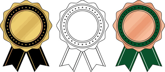 Poster - Gold silver bronze award badges vector illustration for business and competition design concept editable stock vector illustration