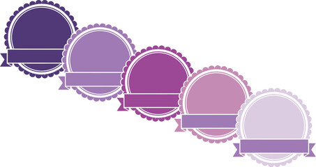 Poster - Purple vector badges template for graphic design and product presentation with blank ribbon banner label editable stock vector illustration
