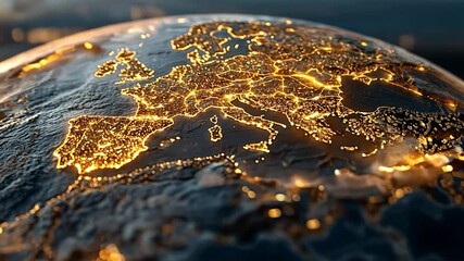 Aufkleber - Illuminated Europe at Night Over Globe in Dark Space Highlighting Continent