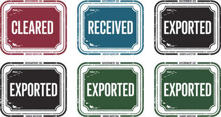 Poster - A set of grunge rubber stamps shows Exported, Received, Cleared vector illustration editable 
