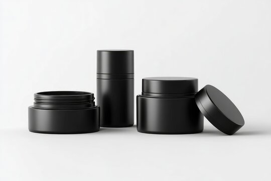 Black cosmetic containers,  clean, simple