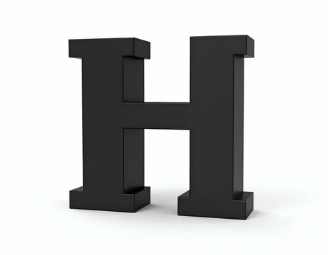 Minimalist 3D-Printed Black Letter H A Matte Black Monogram Design