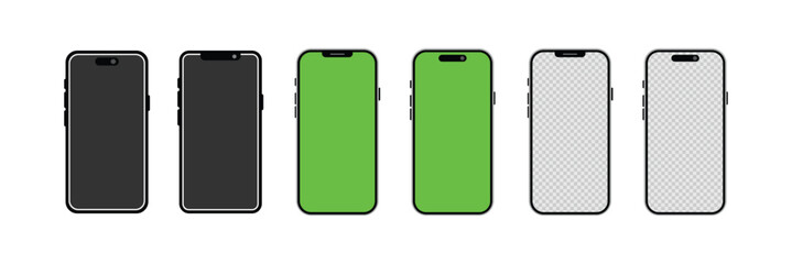 Poster - Smart Mobile Phone Icon Set – Minimal Vector Smartphone Symbols for App, UI & Web Interface Design detailed mobile phone template front view, model mobile phone.