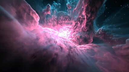 Aufkleber - Abstract Cosmic Nebula With Pink and Teal Hues Against a Dark Starry Background