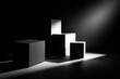 © MdArshed - Minimalist Composition of Black and White Cubes Lit by a Dramatic Spotlight on Dark Background