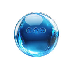 Poster - 3D Aqua Sphere Transparent Blue Orb with Floating Dots Abstract Bubbles on transparent background