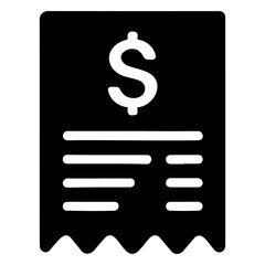 Poster - A black and white graphic of a receipt with a dollar sign at the top and itemized lines on transparent background