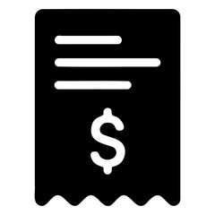 Poster - Illustration of a black receipt with horizontal lines and a dollar sign in the center on transparent background