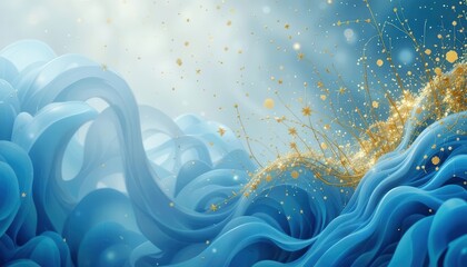 Aufkleber - Stunning abstract wallpaper design with flowing waves and golden sparkles for computer monitors