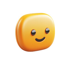 Poster - Cute Orange Smiley Face Emoticon Emoji 3D Rendering Happy Joyful on transparent background