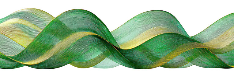 Poster - Green-gold waves flow horizontally on black