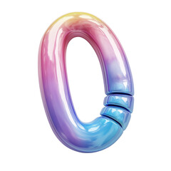 Poster - Iridescent Number Zero Chromatic Glow 3D Rendering Futuristic Font on transparent background
