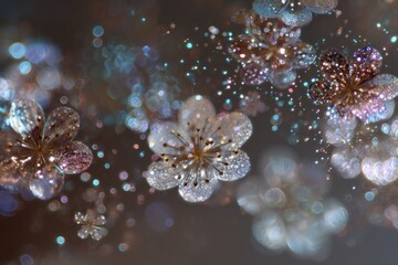 Poster - A sparkling floral arrangement with glitter and bokeh creating a magical and dreamy atmosphere overall