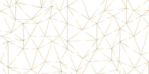 Abstract of simple golden line triangle pattern geometric background. Seamless geometric polygonal repeatable pattern swatch background, Trendy design vector background for web backdrop orpaper print.