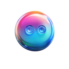 Poster - Iridescent Button on Black Rainbow Decorative Orb Two Holes Clothing on transparent background