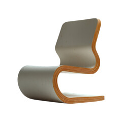 Poster - Modern curved plywood chair against stark black background