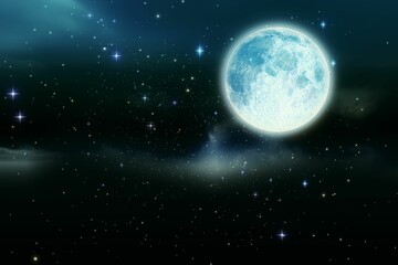 Wall Mural - Full moon in the night sky
