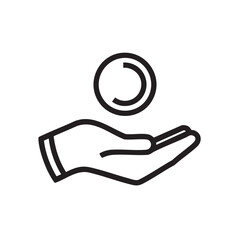 Poster - Simple outline icon of a hand receiving a coin