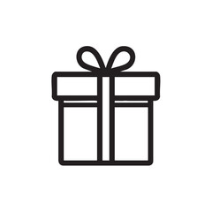 Poster -  Simple outline icon of a gift box with a bow