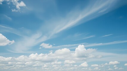 Wall Mural - Blue sky background with tiny clouds. Nature cloud blue sky background.