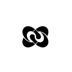 Poster - A graphic representation of two intertwined shapes in black and white on a plain background space