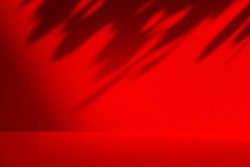Poster - Wall interior background, studio and backdrops show products.with shadow from window color Red background for text insertion and presentation product